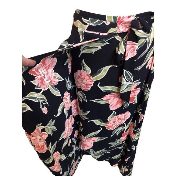 Japna navy floral wrap asymmetrical skirt - Picture 3 of 6